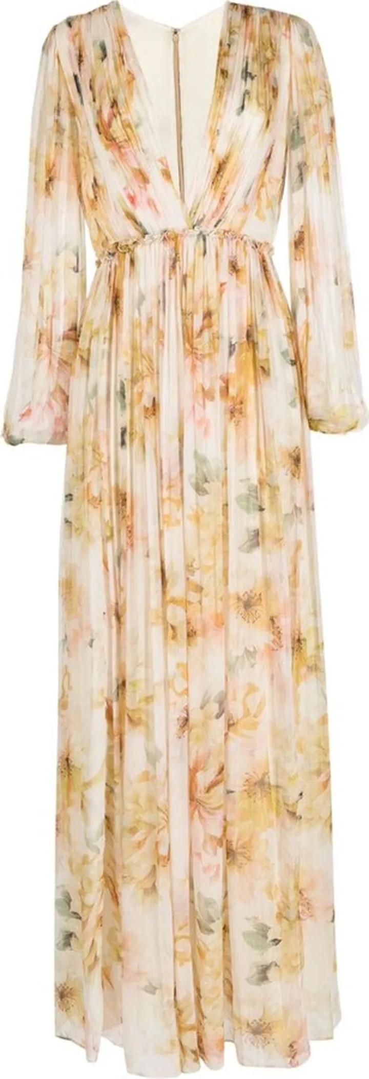 Floral-Print Pleated Maxi Dress