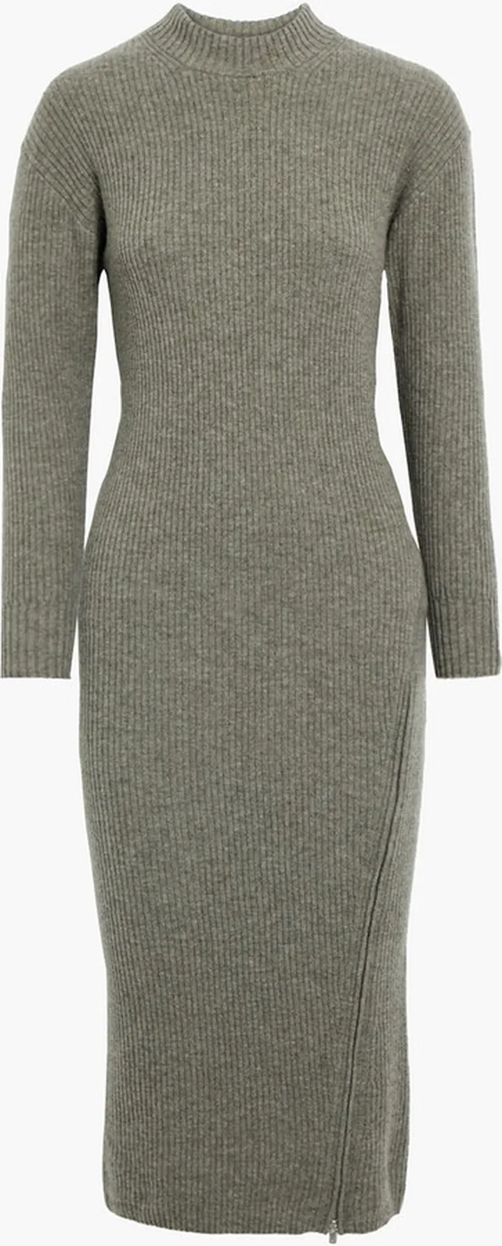 Mélange ribbed-knit wool and cashmere-blend midi dress