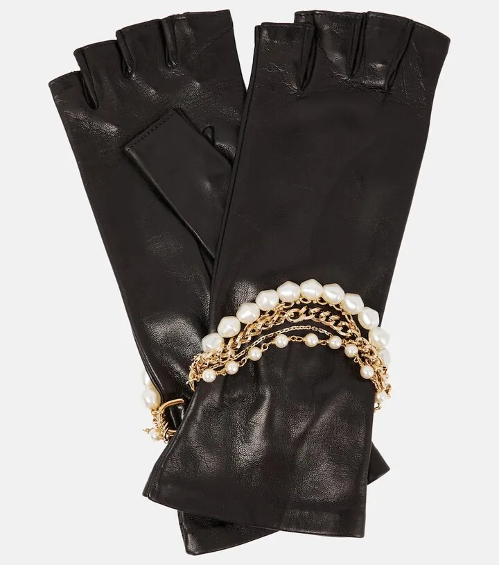 Embellished nappa leather gloves
