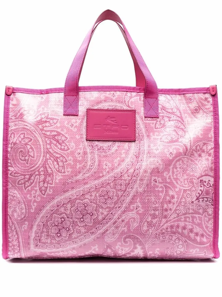 Paisley-Print Logo Tote Bag