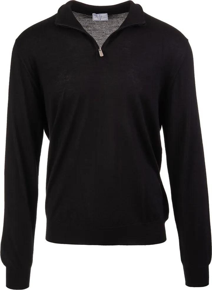 Half-zip Favonio Pullover In Black Silk And Cashmere