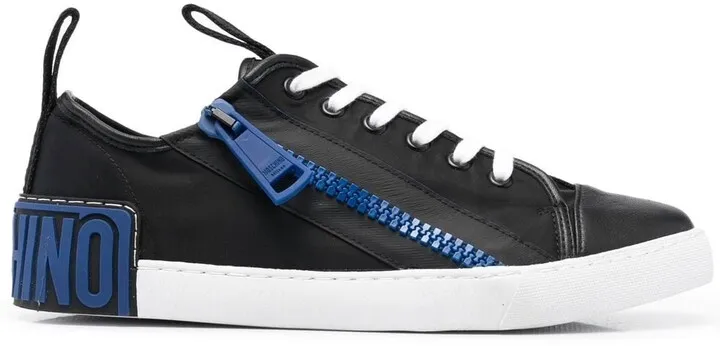Zipped Leather Low-Top Sneakers