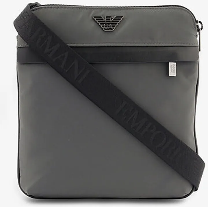 Magnet Grey Brand-plaque Recycled-nylon Cross-body bag