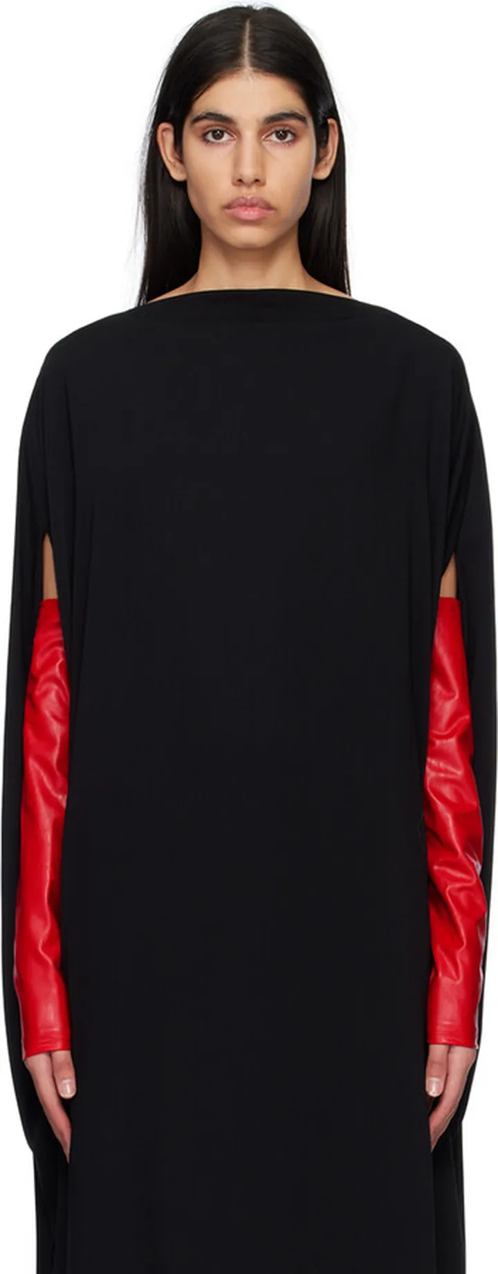 MM6 Maison Margiela Red Faux-Leather Sleeves