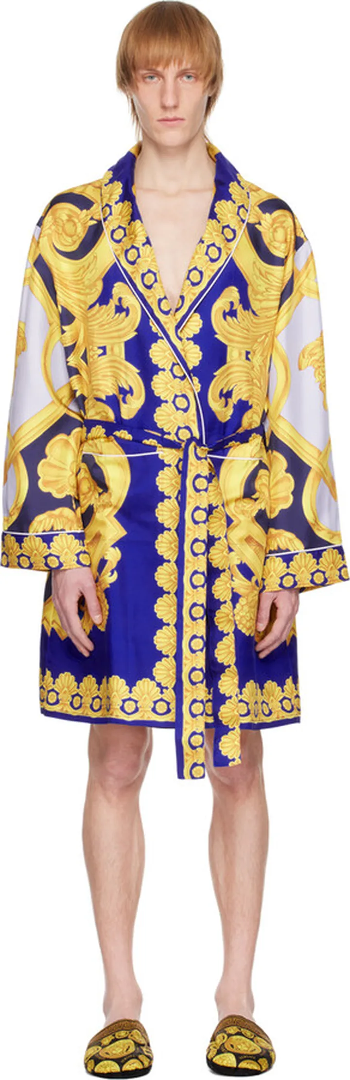 Versace Underwear Blue & Gold Barocco Robe