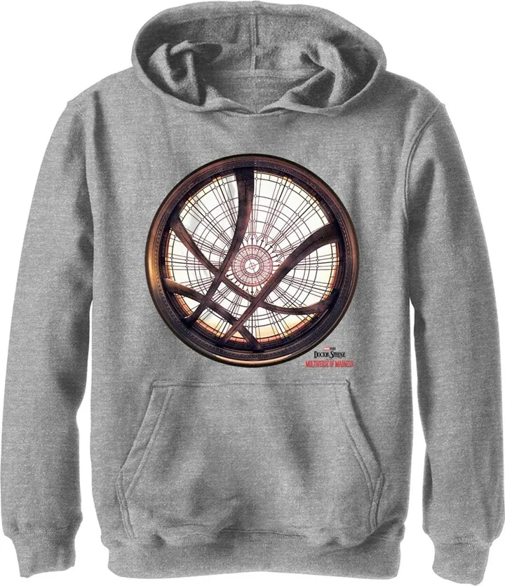 Boy's Marvel Doctor Strange in the Multiverse of Madness Sanctum Window Pull Over Hoodie - Athletic Heather - X Large