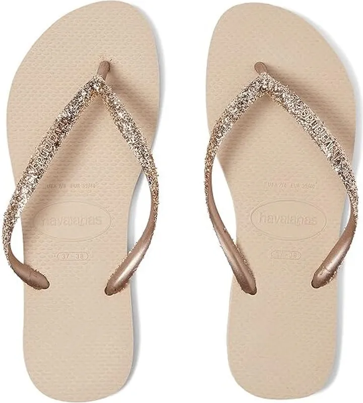 Havaianas Slim Glitter II Flip Flop Sandal (Sand Grey) Women's Shoes