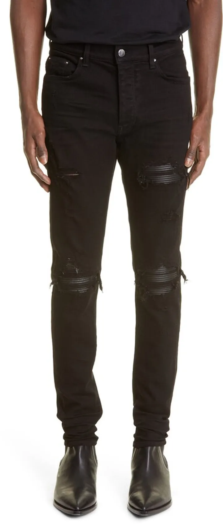 MX1 Leather Patch Ripped Skinny Jeans