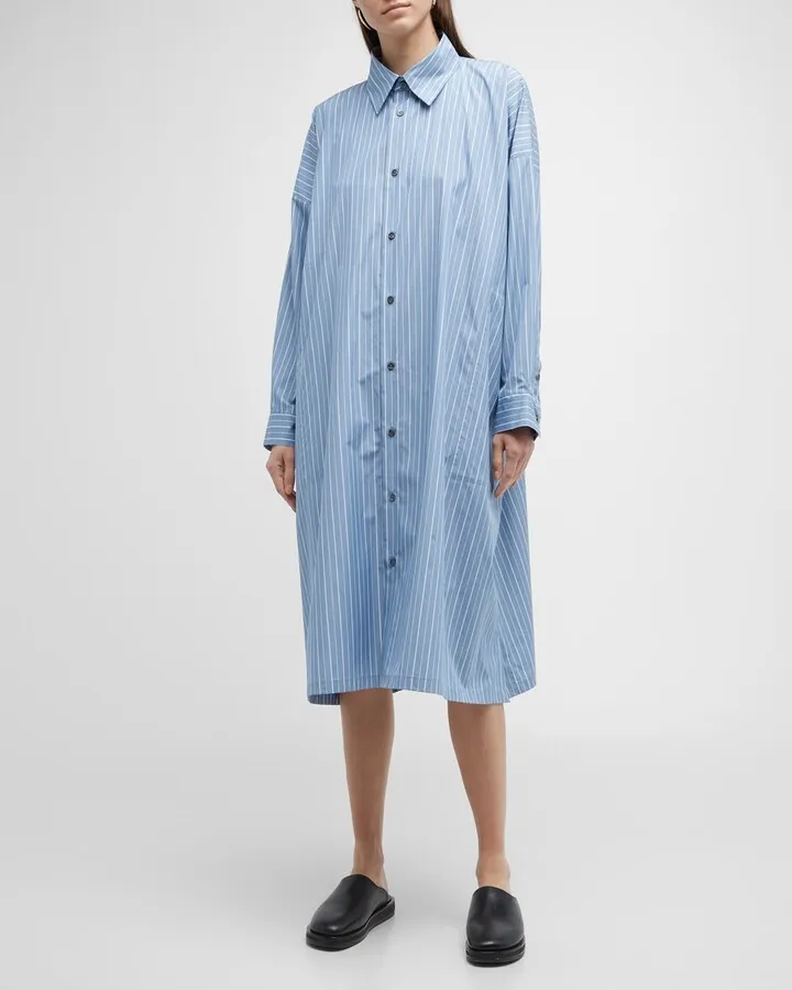 Wide A-line Shirtdress With Collar
