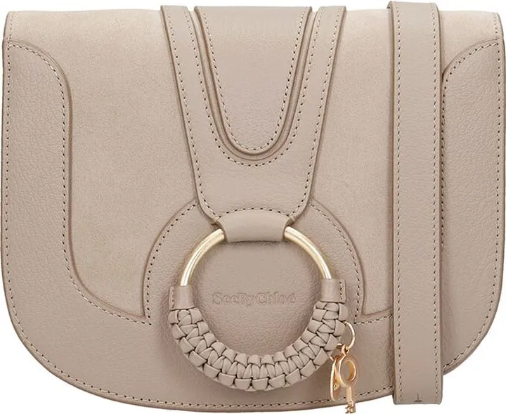Hana Shoulder Bag In Taupe Suede And Leather