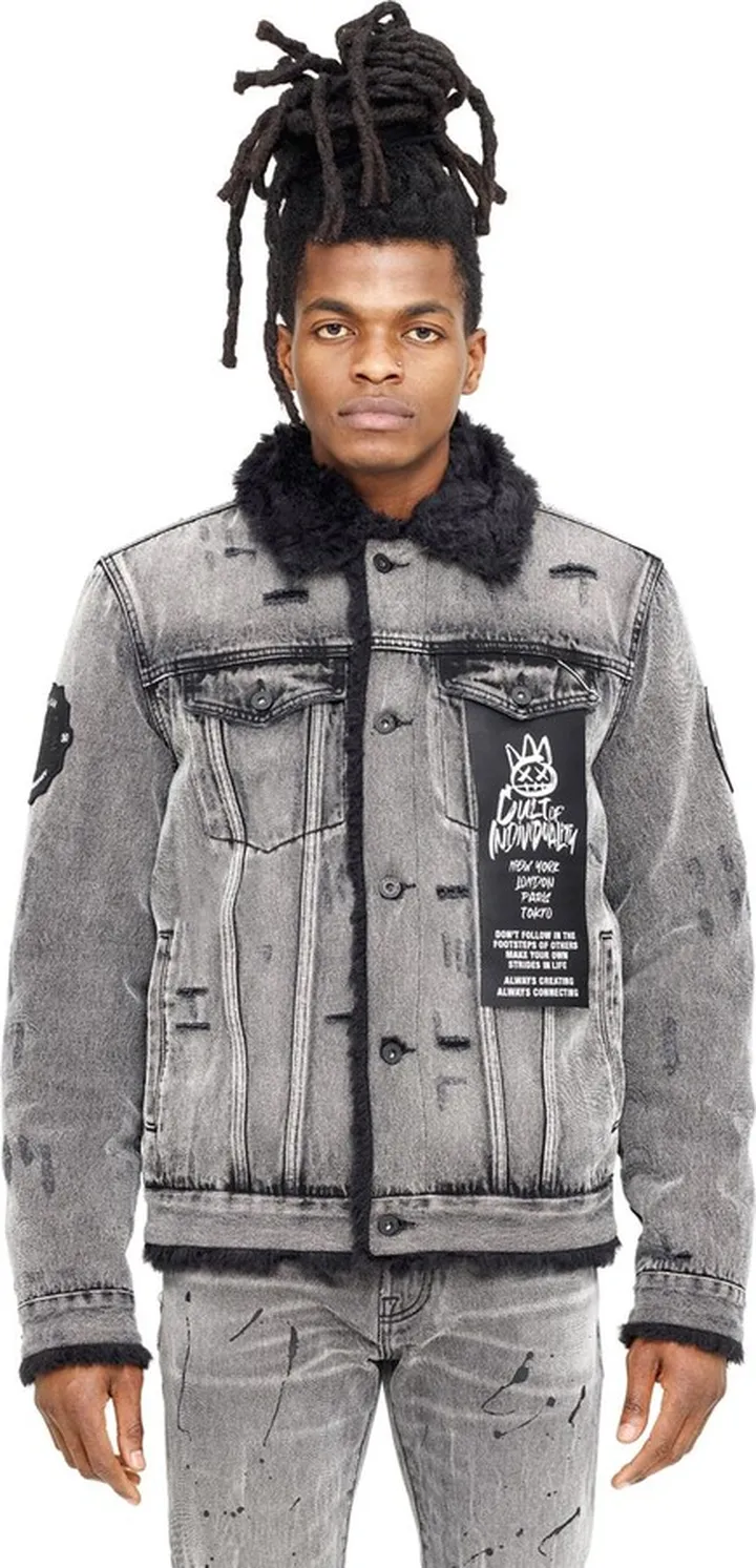 Shearling Trim Denim Jacket