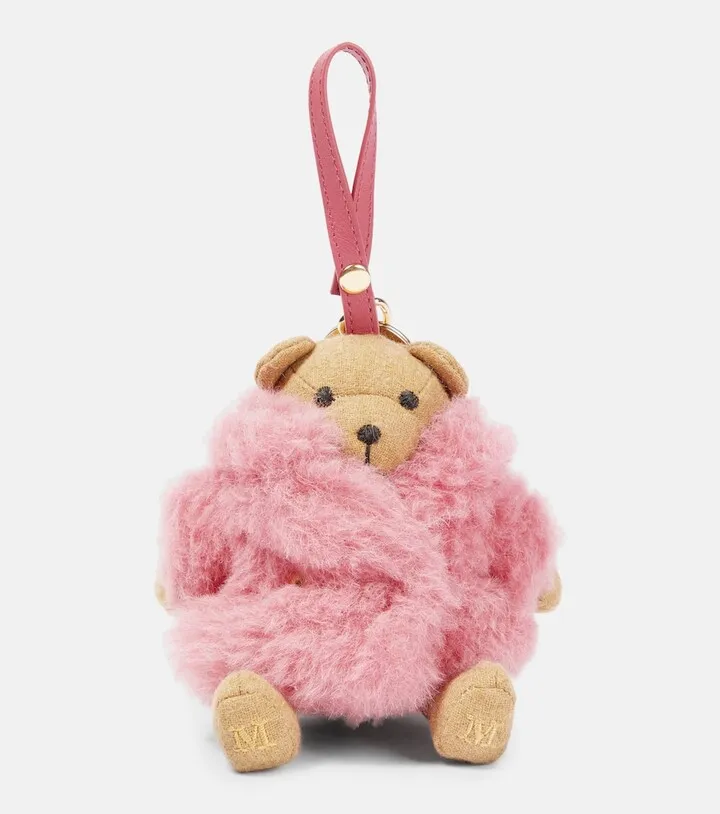 Teak bear bag charm