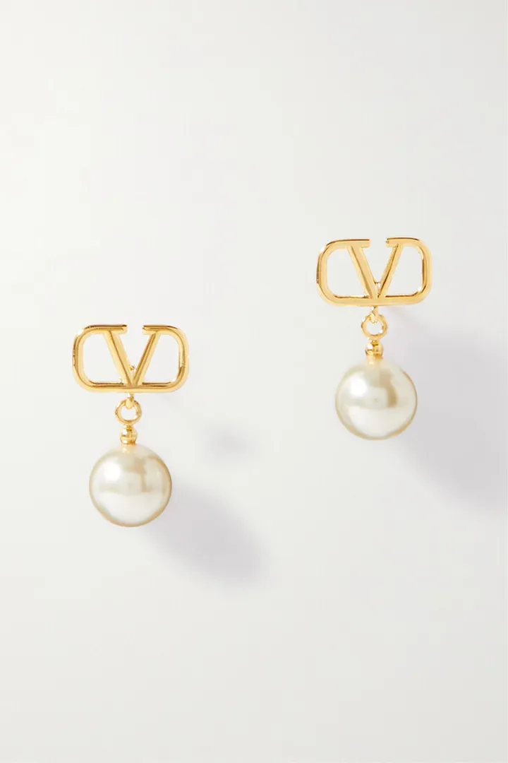 Valentino Garavani - Vlogo Gold-tone Faux Pearl Earrings - One size