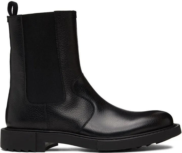 Ferragamo Black Leather Chelsea Boots