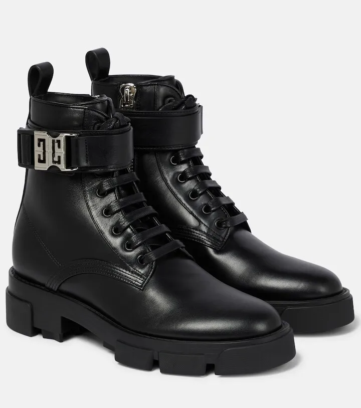 Leather combat boots