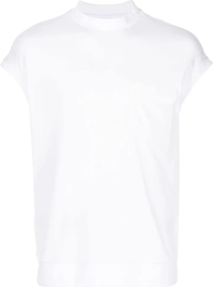 flap-pocket cap-sleeved T-shirt