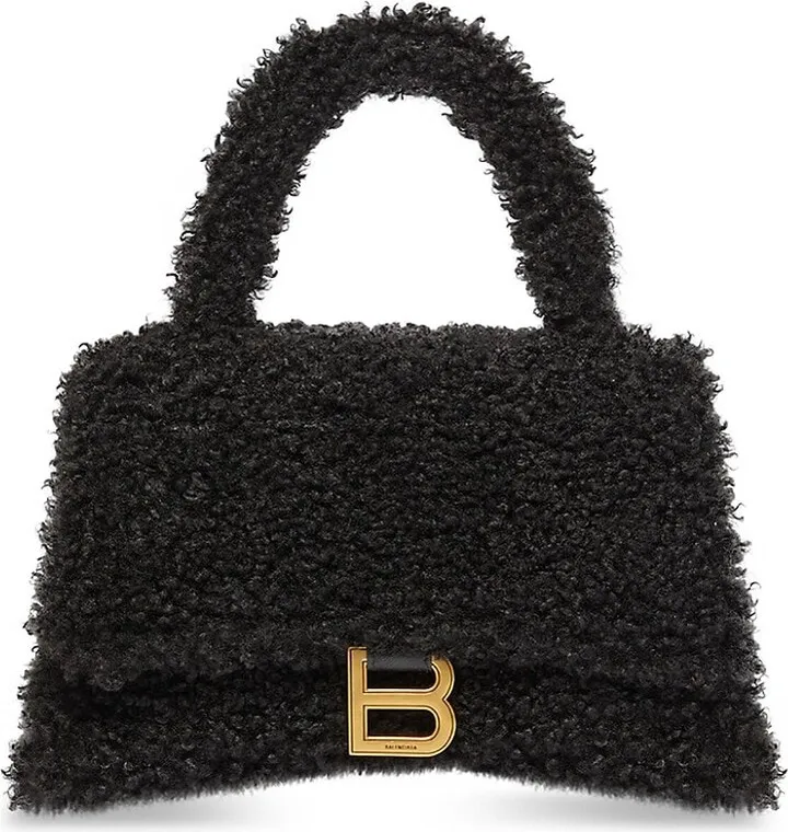 Furry Hourglass Small Handbag With Strap