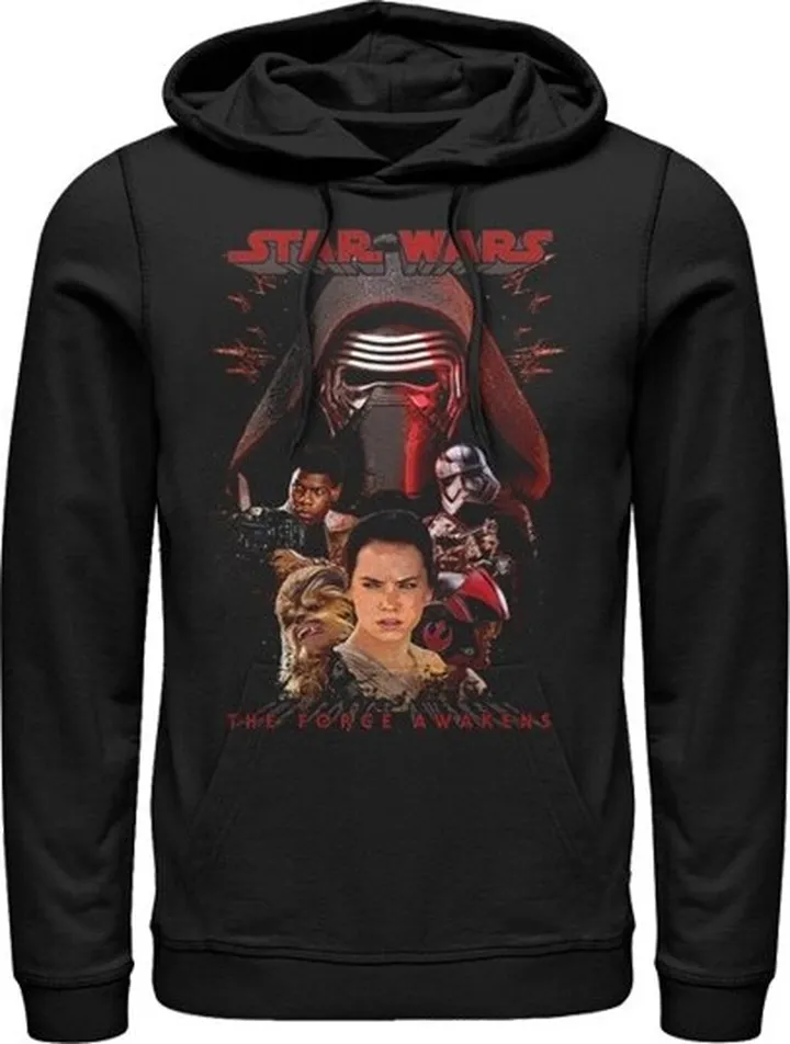 Men's Star Wars The Force Awakens Kylo Ren and Rey Pull Over Hoodie - Black - Large