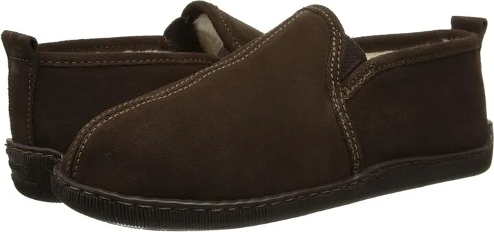 Minnetonka Pile Lined Romeo Slipper (Chocolate Suede) Men's Shoes