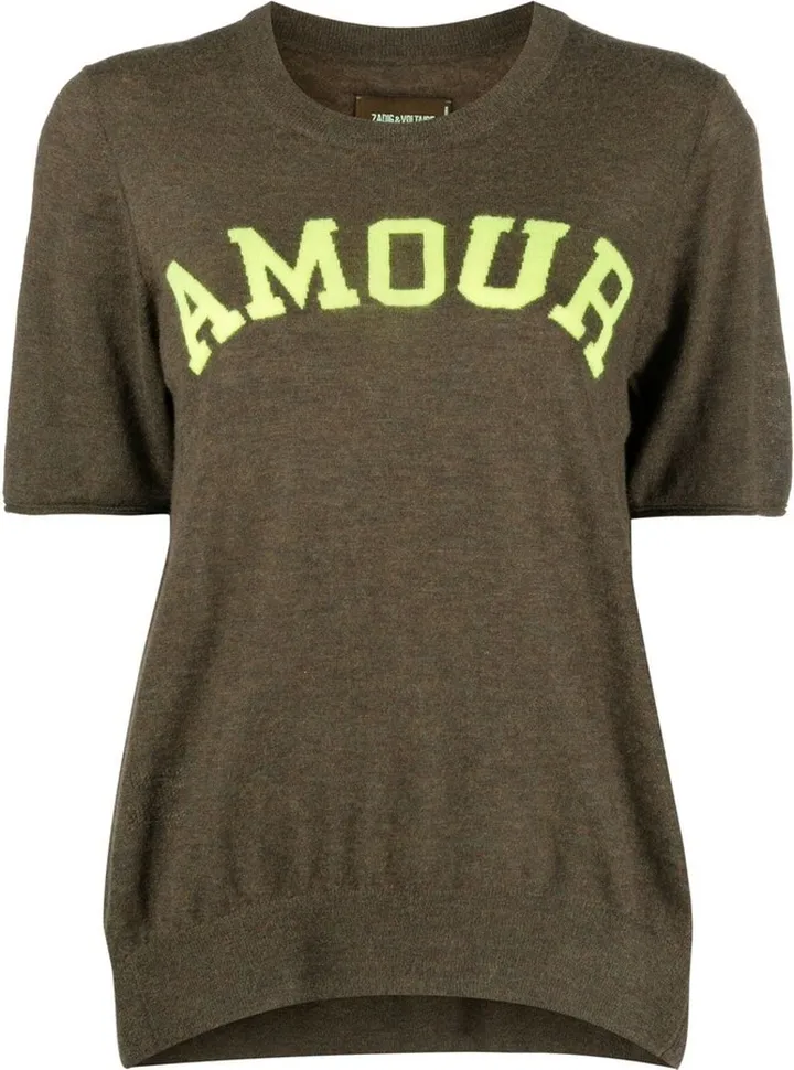Cashmere Slogan-Jacquard Knit Top