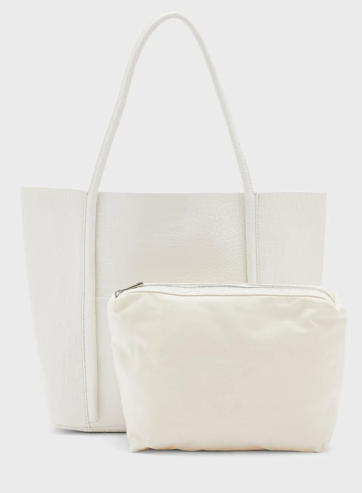 Croc Effect Shiny Tote Bag