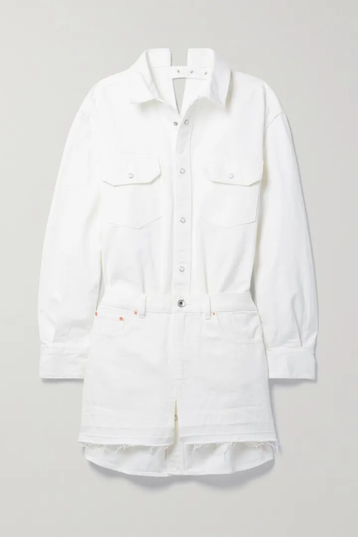Sacai - Layered Denim Mini Dress - Off-white