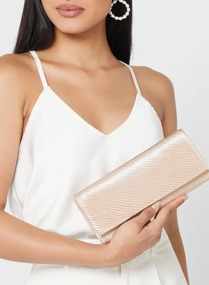 Pleated Satin Evening Clutch Bag