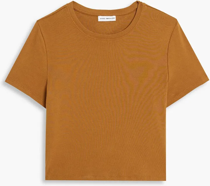 Cropped cotton-jersey T-shirt