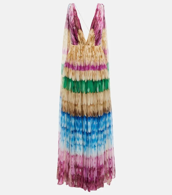 Printed silk gown