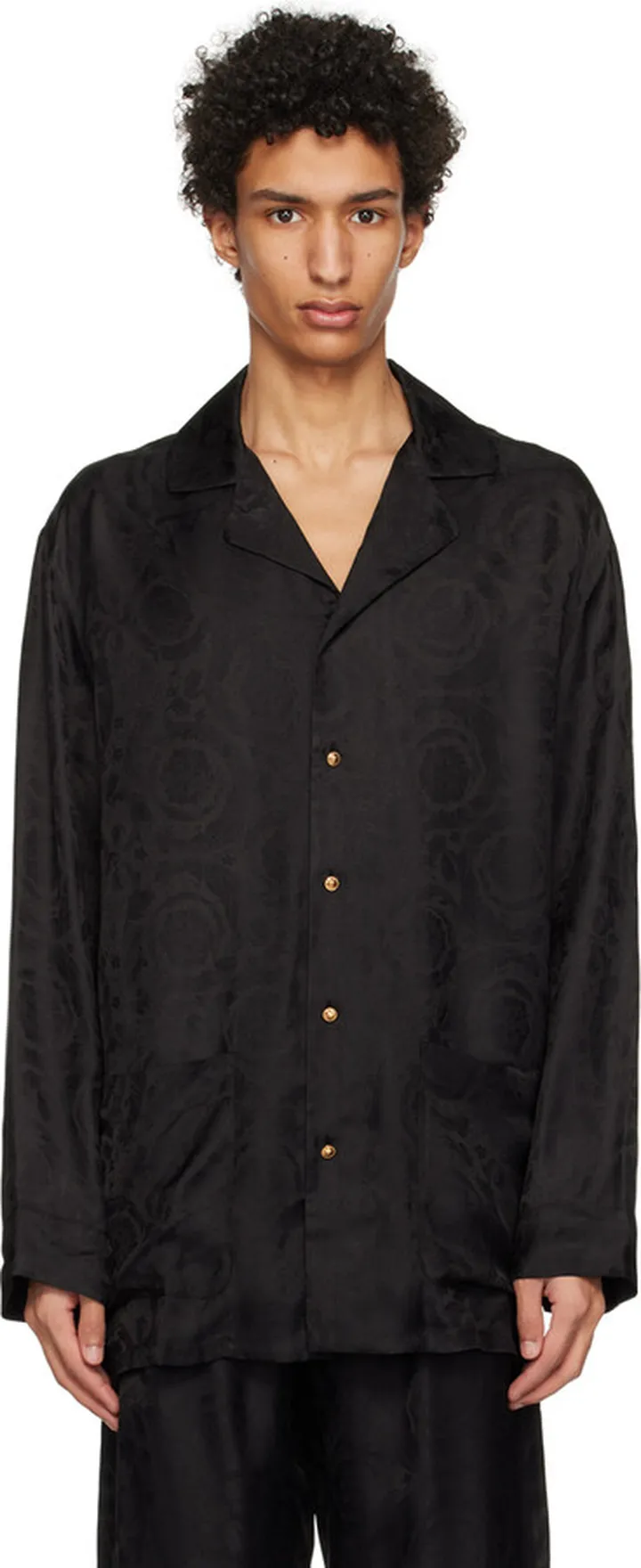 Versace Underwear Black Barocco Pyjama Shirt