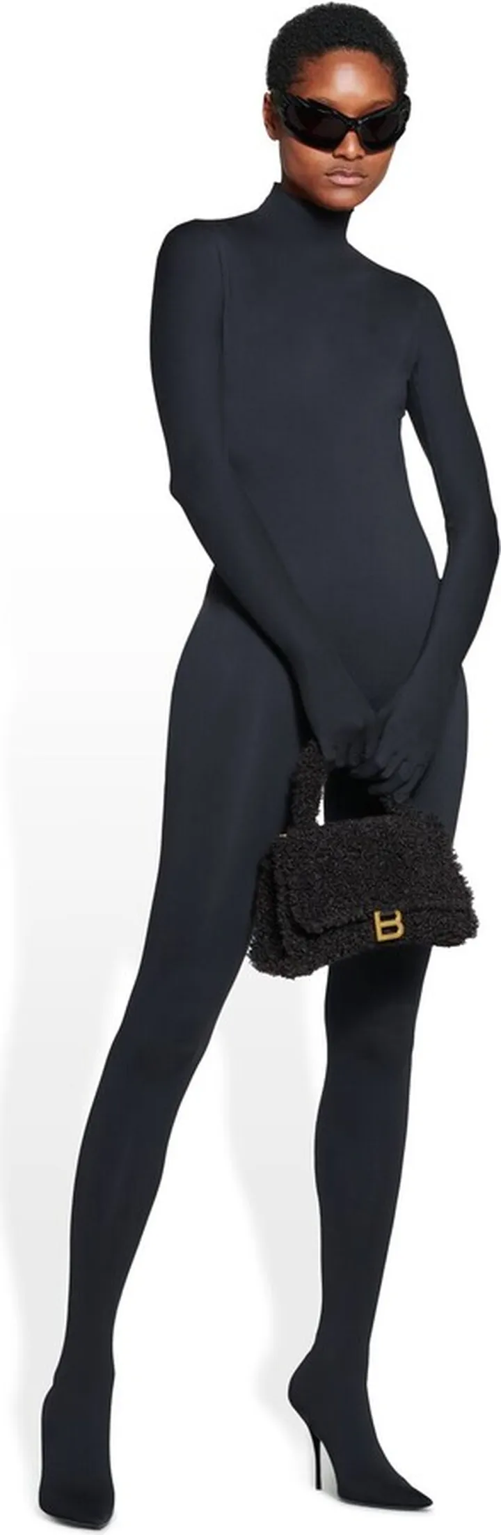 Furry Hourglass Small Handbag With Strap