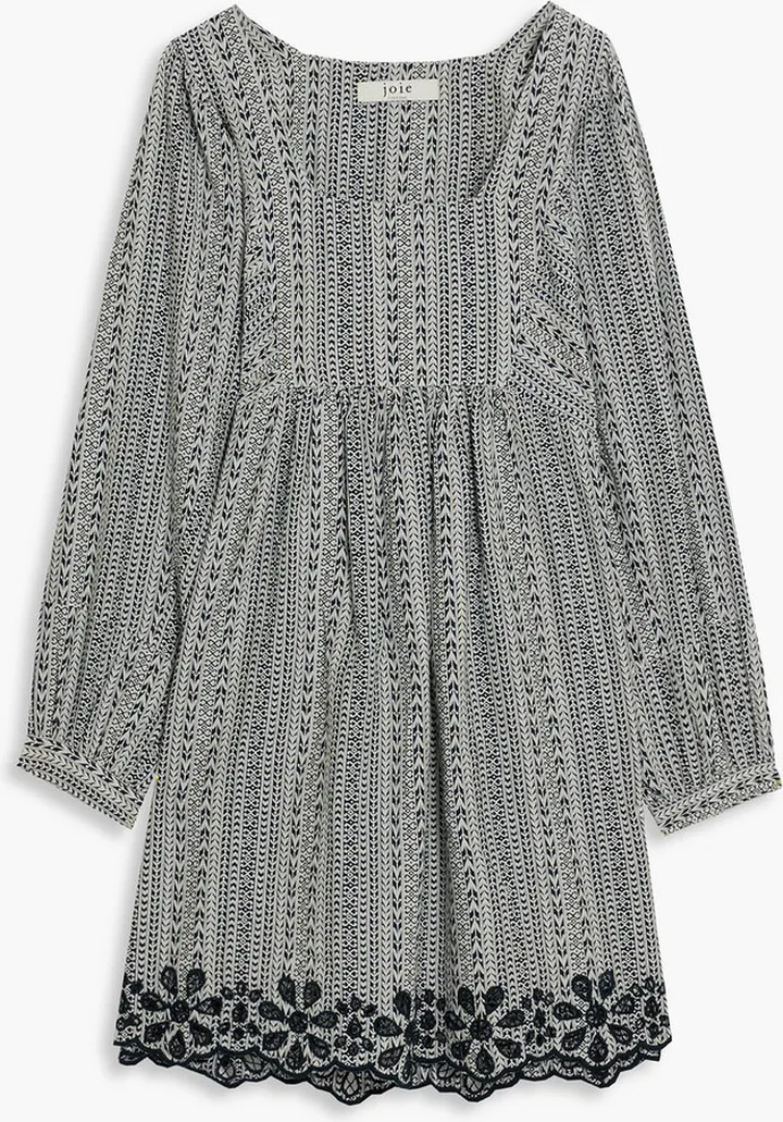 Jade gathered printed cotton and linen-blend mini dress