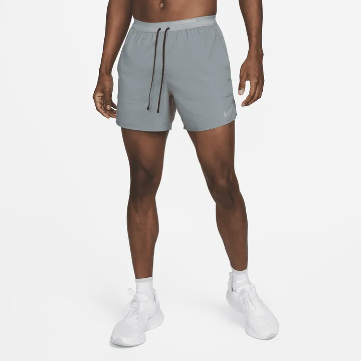 Nike Men's Stride Dri-FIT 5" Brief-Lined Running Shorts in Grey