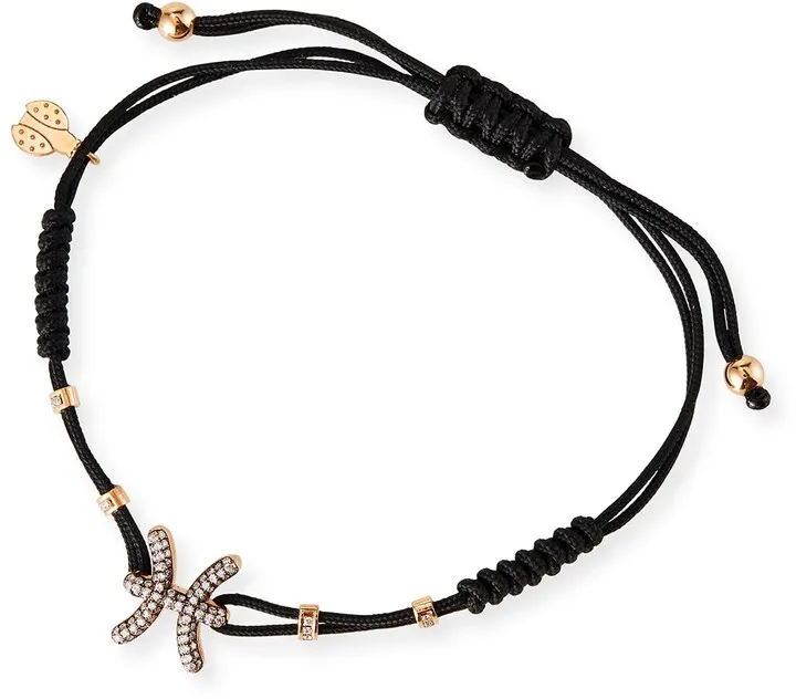 18k Pink Gold Diamond Pisces Pull-Cord Bracelet