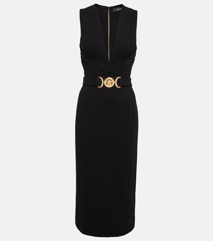 Medusa Biggie deep V-neck midi dress