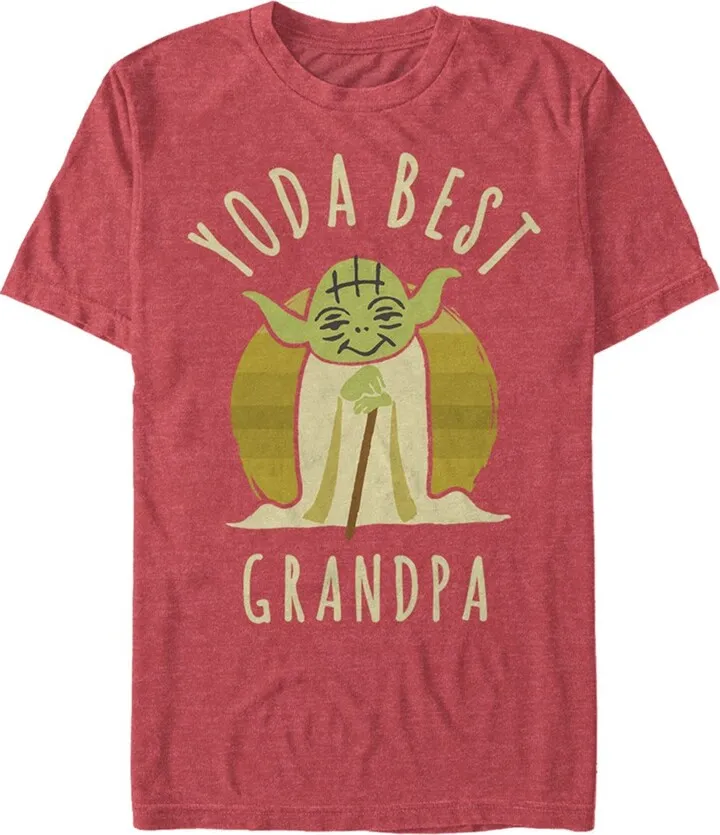 Men's Star Wars Yoda Best Grandpa Cartoon T-Shirt - Red Heather - X Large
