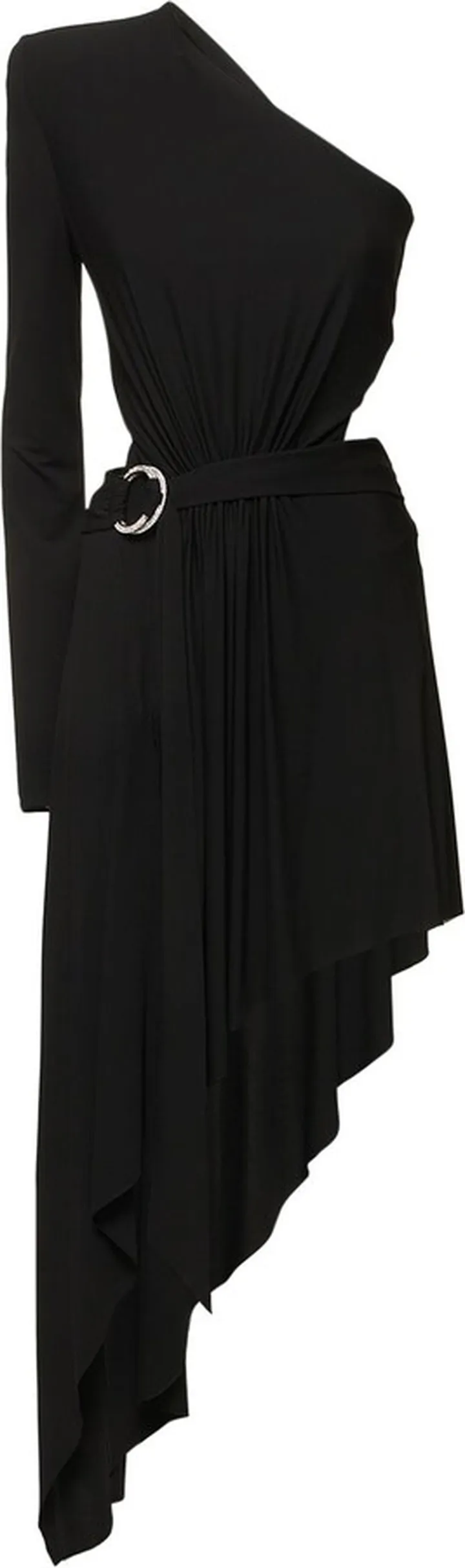 Draped one shoulder midi dress