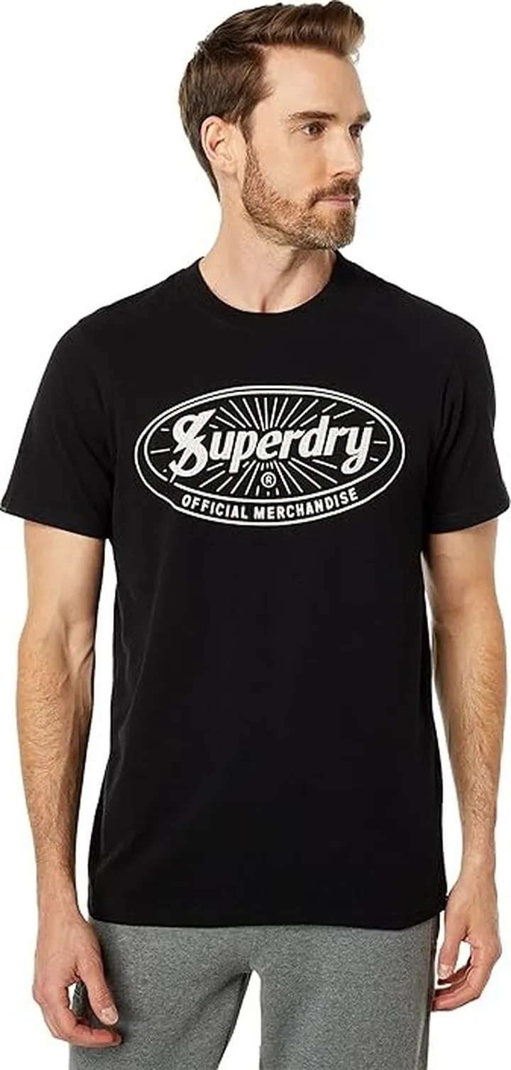 Superdry Vintage Lightning Logo Tee (Jet Black) Men's Clothing