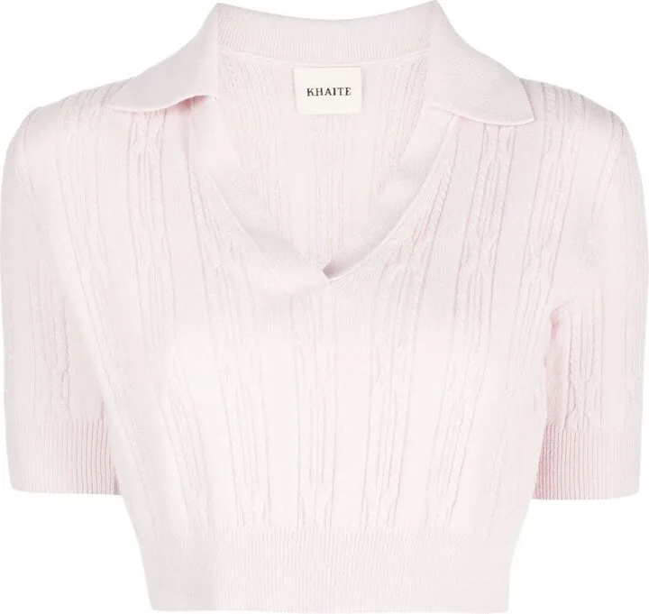 Lylith cable-knit polo shirt
