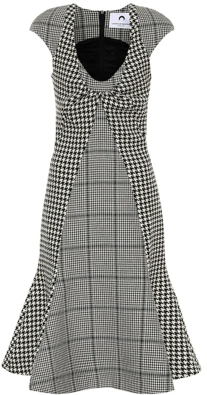 Checked wool midi dress