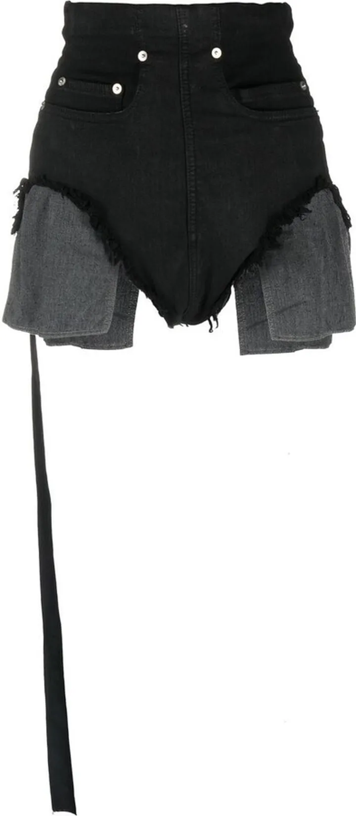 Dirt asymmetric denim shorts