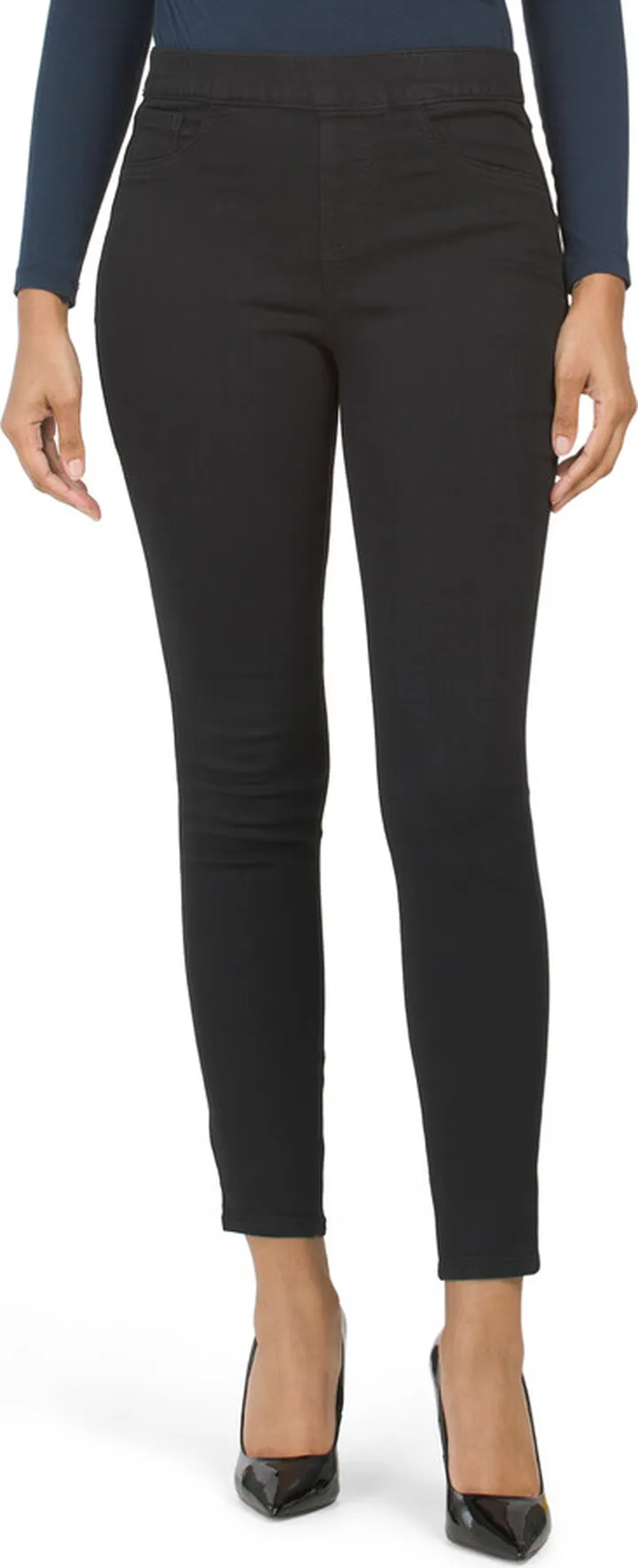 High Rise Pull On Denim Leggings