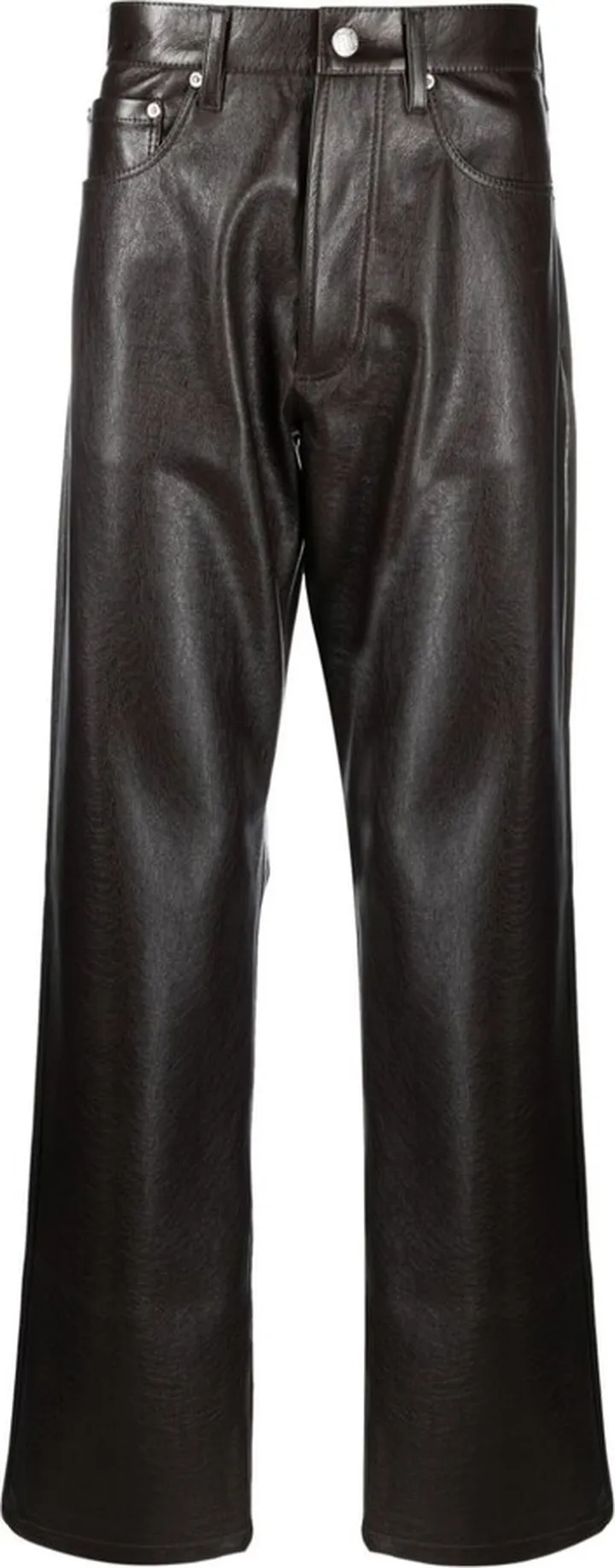 Tapered-Leg Faux-Leather Trousers