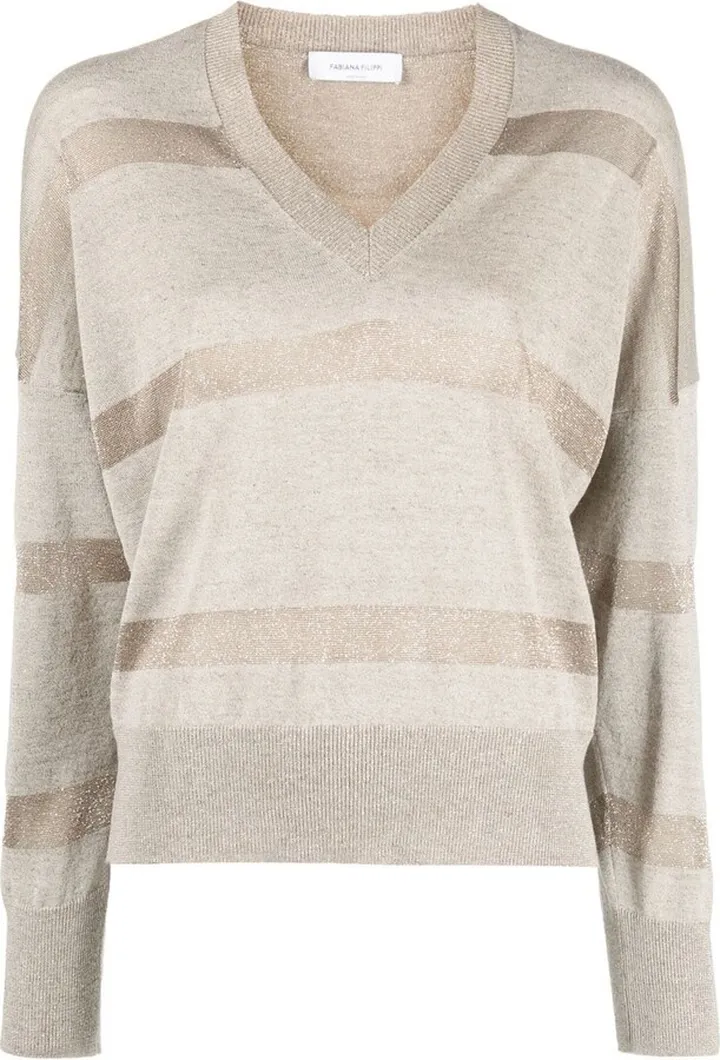 pullover V-neck glitter sweater