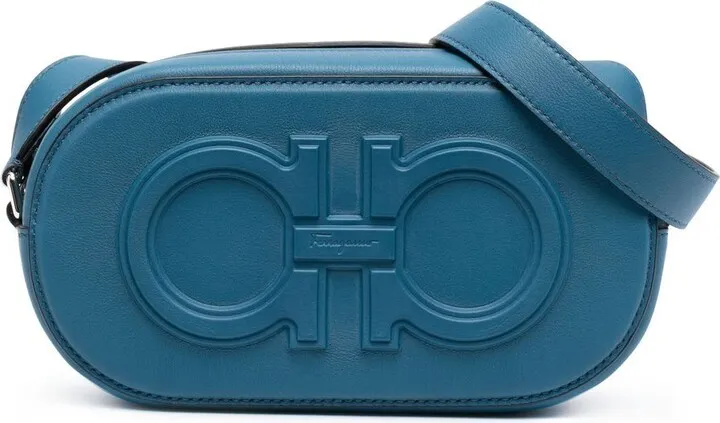 Gancini-detail leather shoulder bag