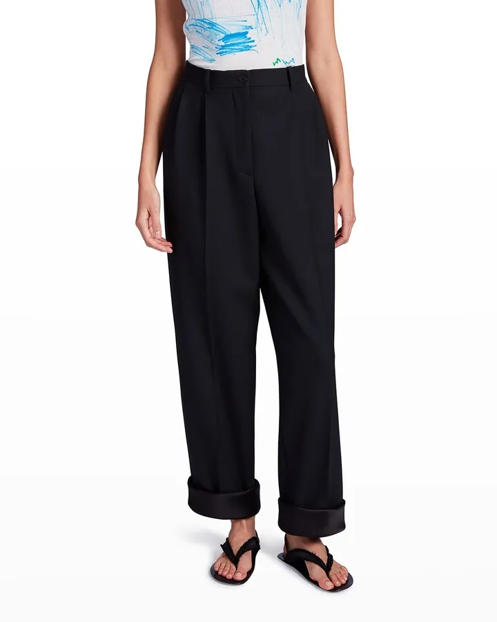 Cassandro Wide-Leg Wool Pants