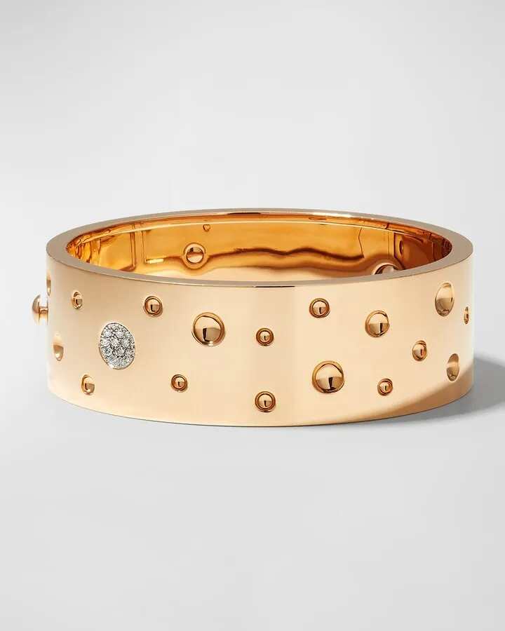 Pois Moi Luna 18k Rose Gold Diamond Wide Bangle