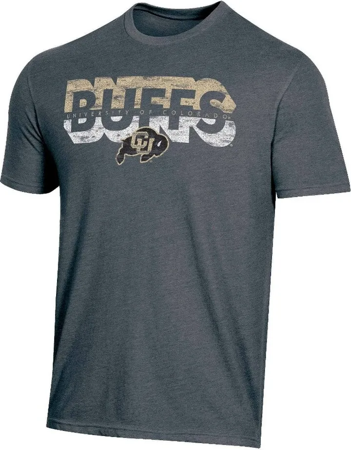 NCAA Colorado Buffaloes Men's Charcoal Heather Distressed T-Shirt - S