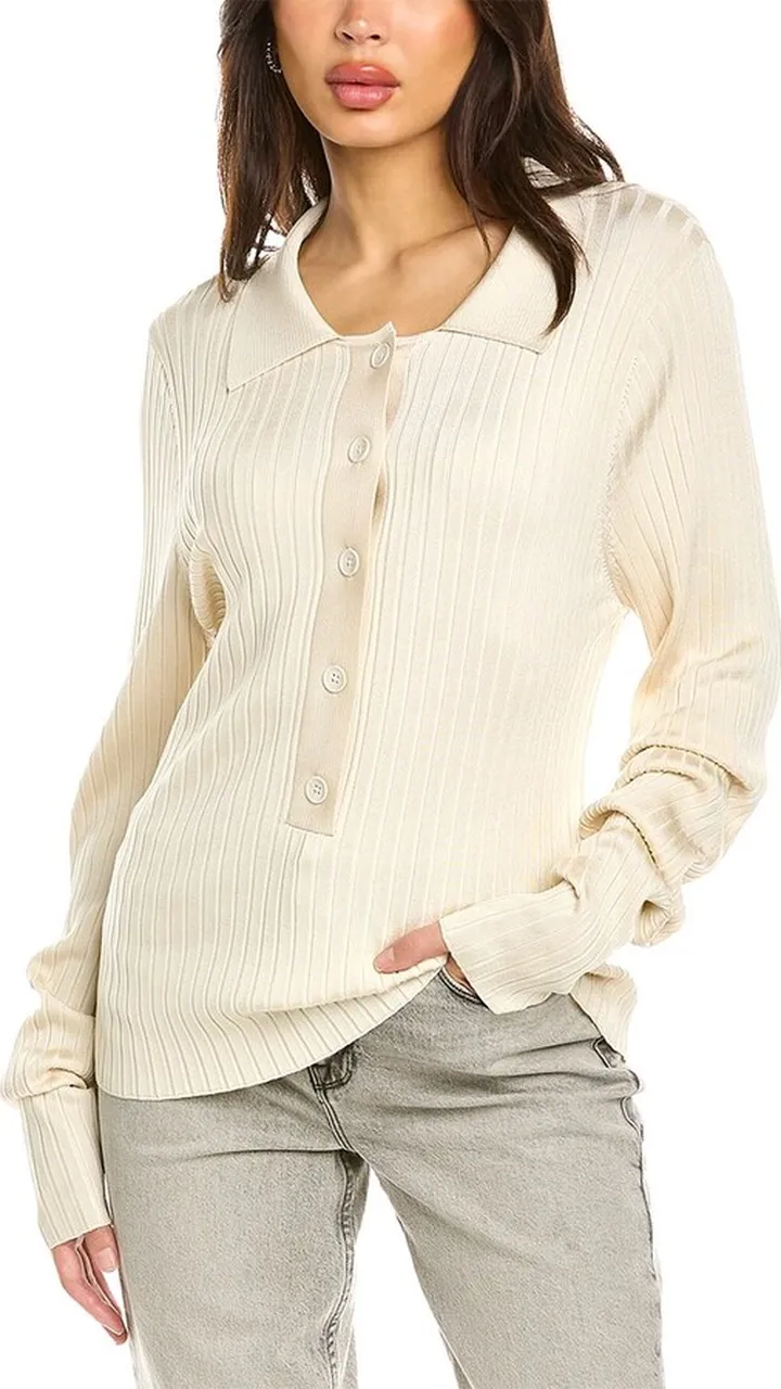 Good American Ribbed Polo Shirt