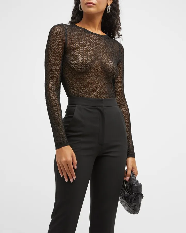 Sheer Metallic Knit Top
